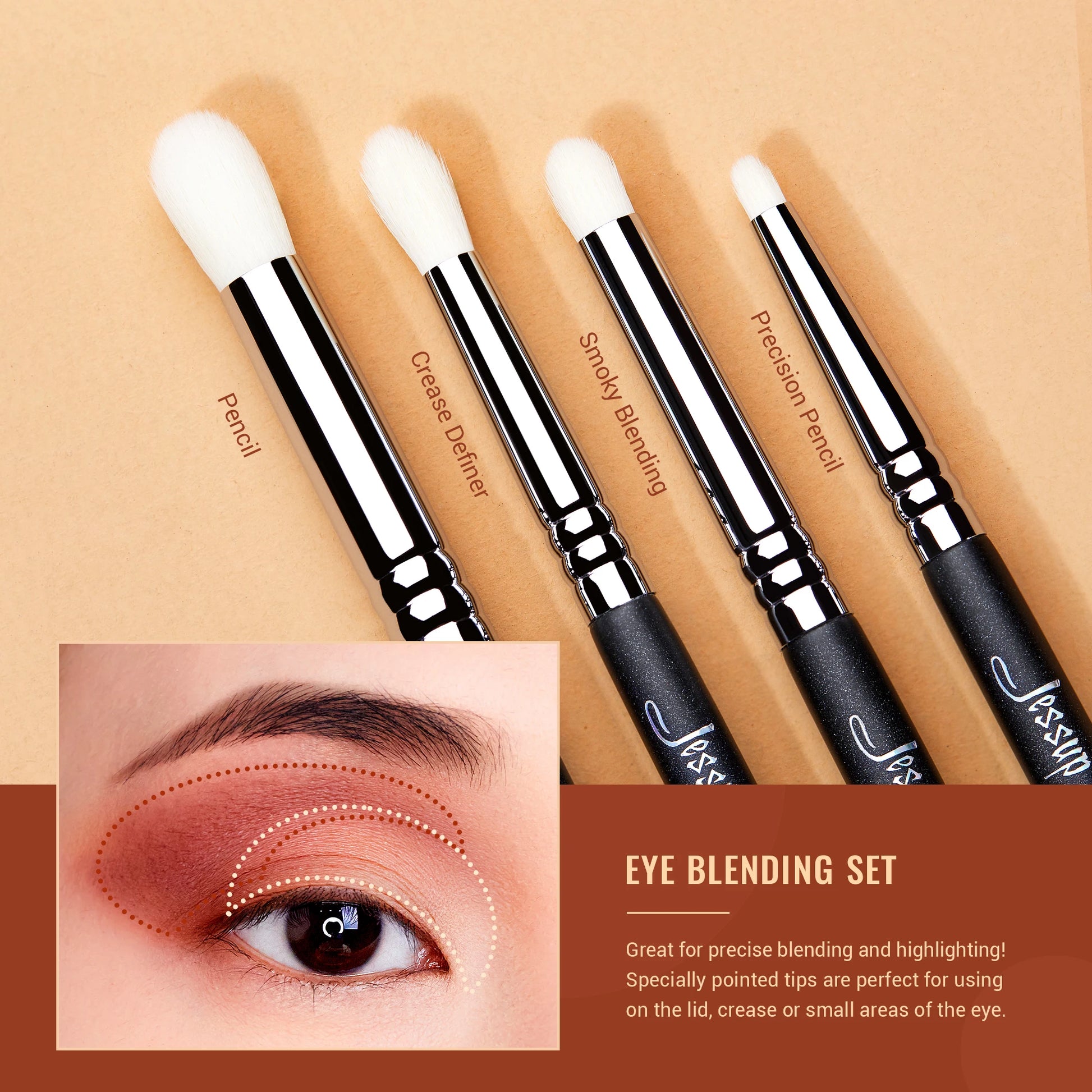 Eye Makeup Brushes Set Professional Eye Blending Brush Synthetic Blends Shadow Crease Pencil Smoky T338