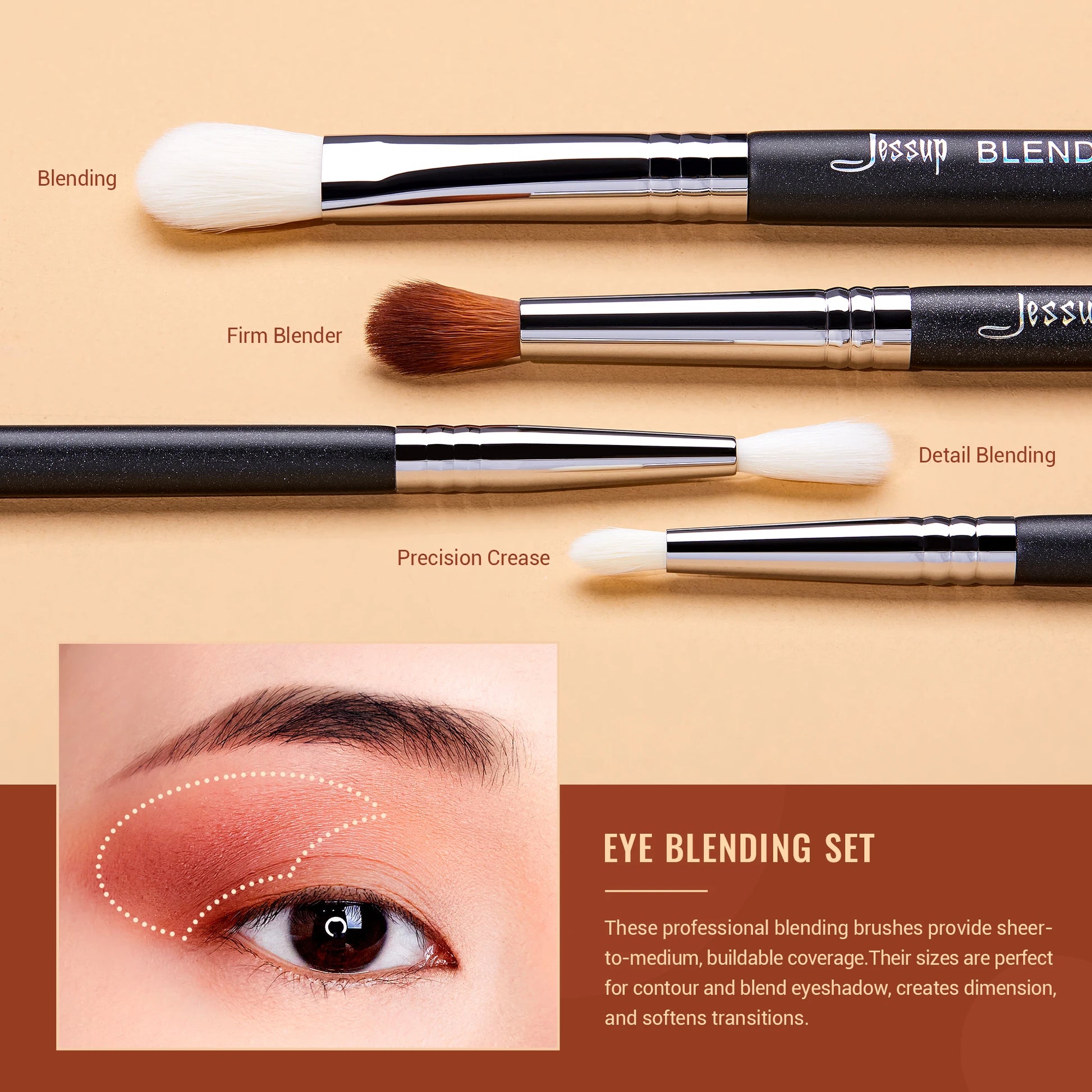 Eye Makeup Brushes Set Professional Eye Blending Brush Synthetic Blends Shadow Crease Pencil Smoky T338