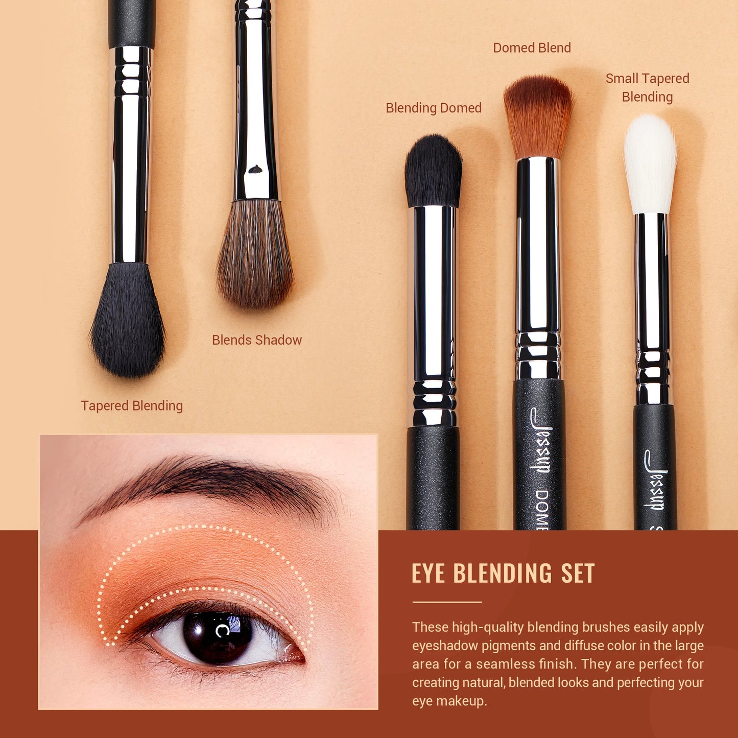 Eye Makeup Brushes Set Professional Eye Blending Brush Synthetic Blends Shadow Crease Pencil Smoky T338