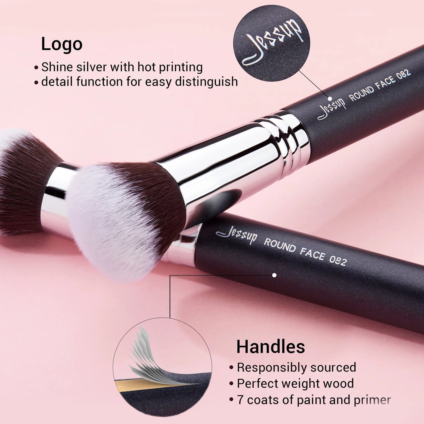 Powder Brush Makeup Face Beauty Tool Synthetic Hair Foundation Blending Cosmetic round 082